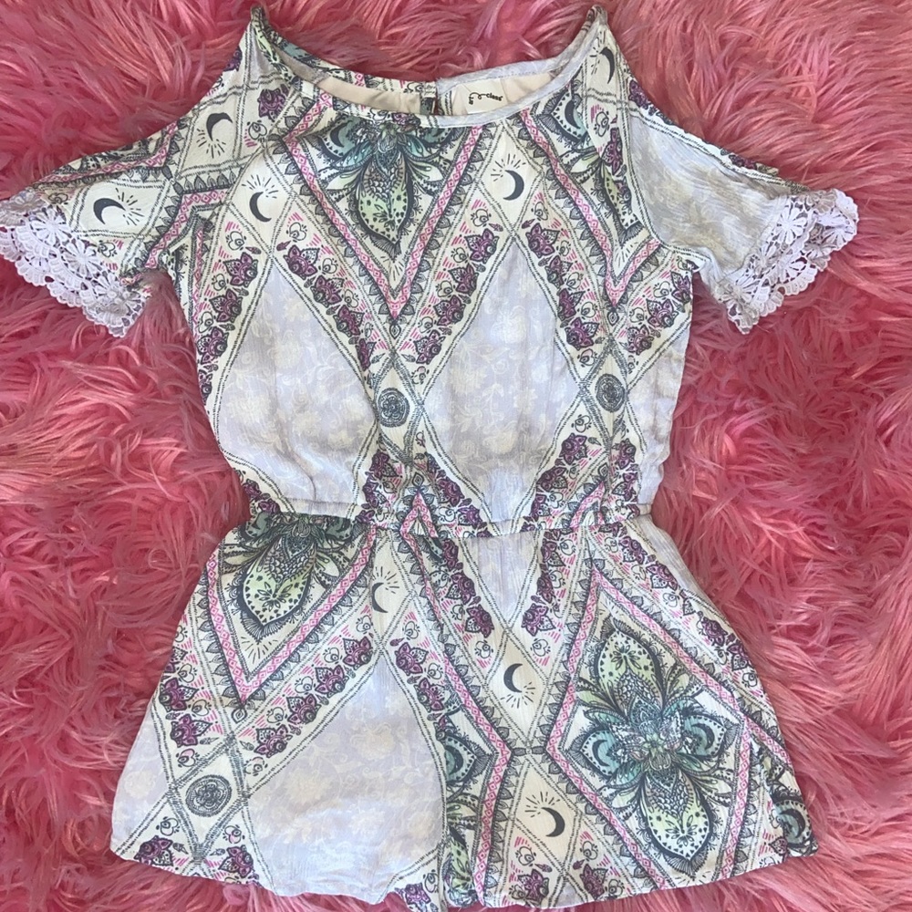 Girls Cold Shoulder Short Romper
